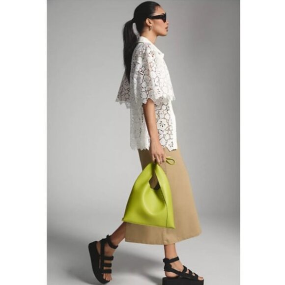 NWT-Anthropologie-Maeve-Cutout Lace Short Sleeve Shirt - White - XL - Picture 6 of 11